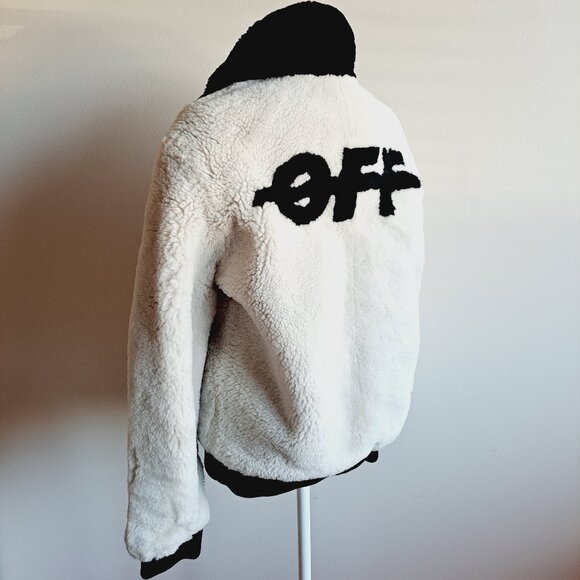 Off-White Shearling Bomber Jacket Size M - Picture 3 of 16